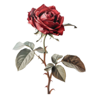 ai generiert 3d Rendern von ein rot Rose Blume auf transparent Hintergrund - - ai generiert png