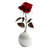 ai gerado 3d Renderização do uma vermelho rosa flor dentro uma Panela em transparente fundo - ai gerado png