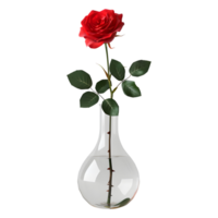 ai generado 3d representación de un rojo Rosa flor en un maceta en transparente antecedentes - ai generado png