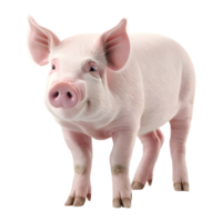 ai généré 3d le rendu de une porc permanent sur transparent Contexte - ai généré png