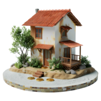 AI generated 3D Rendering of a Small House with Plants Around on Transparent Background - Ai Generated png