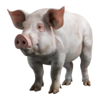 ai généré 3d le rendu de une porc permanent sur transparent Contexte - ai généré png