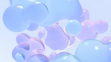 un azul y rosado nube de burbujas flotante en el aire lazo animación video