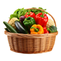 AI generated 3D Rendering of a Vegetables in a Basket on Transparent Background - Ai Generated png