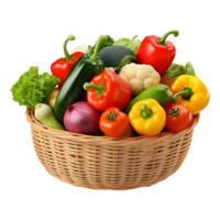 AI generated 3D Rendering of a Vegetables in a Basket on Transparent Background - Ai Generated png