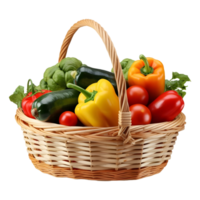 AI generated 3D Rendering of a Vegetables in a Basket on Transparent Background - Ai Generated png