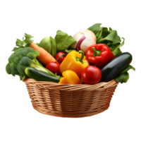 AI generated 3D Rendering of a Vegetables in a Basket on Transparent Background - Ai Generated png