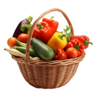 AI generated 3D Rendering of a Vegetables in a Basket on Transparent Background - Ai Generated png