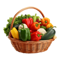 AI generated 3D Rendering of a Vegetables in a Basket on Transparent Background - Ai Generated png