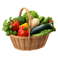 AI generated 3D Rendering of a Vegetables in a Basket on Transparent Background - Ai Generated png