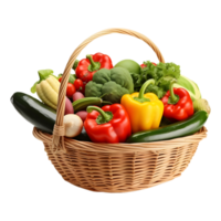 AI generated 3D Rendering of a Vegetables in a Basket on Transparent Background - Ai Generated png