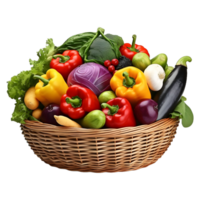 AI generated 3D Rendering of a Vegetables in a Basket on Transparent Background - Ai Generated png