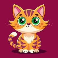 A vector illustration of a striped feline with a playful and curious look