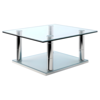 ai gegenereerd 3d renderen van een glas tafel Aan transparant achtergrond - ai gegenereerd png