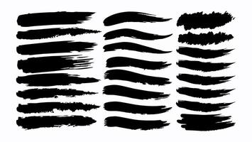 Black Silhouette St of Rough Paint Brush Strokes vector