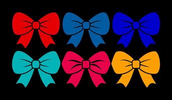 A Set of Six Colorful Bow Tie Collection vector