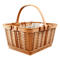 AI generated Wooden Basket with Bread in it on Transparent background - Ai Generated png