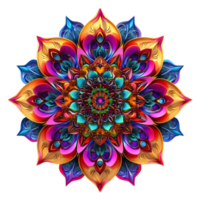 ai gegenereerd 3d renderen van een mandala kunst bloem Aan transparant achtergrond - ai gegenereerd png