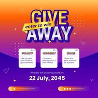 Giveaway steps for social media contest design concept template vector