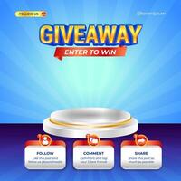 Giveaway steps for social media contest design concept template vector