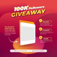 Giveaway steps for social media contest design concept template vector