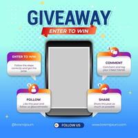 Giveaway steps for social media contest design concept template vector