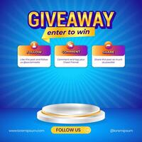 Giveaway steps for social media contest design concept template vector