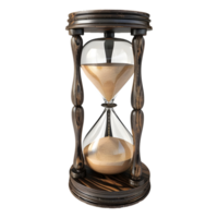 ai generado 3d representación de un marrón reloj de arena en transparente antecedentes - ai generado png