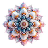 ai generado 3d representación de un mandala Arte flor en transparente antecedentes - ai generado png