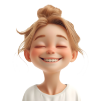 ai gerado 3d Renderização do uma desenho animado menina sorridente em transparente fundo - ai gerado png