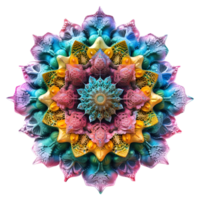 ai gerado 3d Renderização do uma mandala arte flor em transparente fundo - ai gerado png