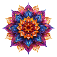 ai genererad 3d tolkning av en mandala konst blomma på transparent bakgrund - ai genererad png