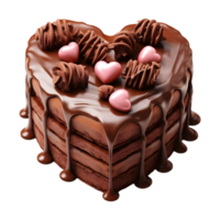 ai generado amor corazón chocolate pastel en transparente antecedentes - ai generado png