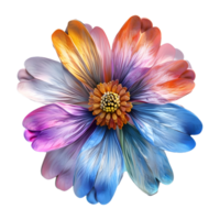 ai generado 3d representación de un vistoso flor en transparente antecedentes - ai generado png