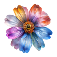 ai généré 3d le rendu de une coloré fleur sur transparent Contexte - ai généré png