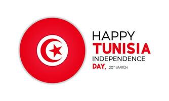 Happy Tunisia independence day celebration every year in 20th March. National holiday day of Tunisia's waving flags. Vector illustration for banner, greeting card, poster with background.