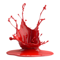 ai gerado 3d Renderização do uma vermelho cor respingo em transparente fundo - ai gerado png