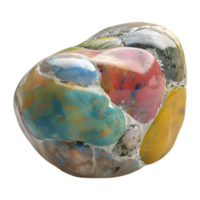 ai genererad 3d tolkning av en färgrik sten på transparent bakgrund - ai genererad png