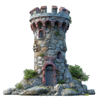 ai gerado castelo torre isolado em transparente fundo , generativo ai png