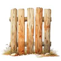 AI generated cartoon wooden fence isolated on transparent background ,generative ai png