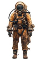 AI generated Old diving suit png ,Old Diver Costume Isolated on Transparent Background ,Generative AI