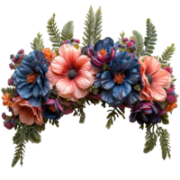 AI generated Flower crown adornment isolated on transparent background ,generative ai png