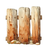 AI generated cartoon wooden fence isolated on transparent background ,generative ai png
