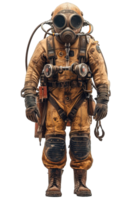 AI generated Old diving suit png ,Old Diver Costume Isolated on Transparent Background ,Generative AI