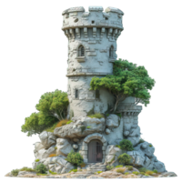 AI generated Castle Tower Isolated on Transparent Background ,generative ai png