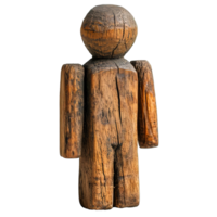 AI generated wooden human symbol statue isolated on transparent background ,generative ai png