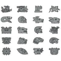 Vector design of symbols of ancient Aztec Civilization, hieroglyphs of the Aztec calendar