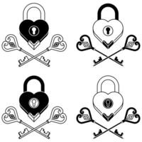 Vector design of Padlock and keys with heart shape as a symbol of love