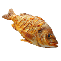 AI generated fried fish isolated on transparent background ,generative ai png