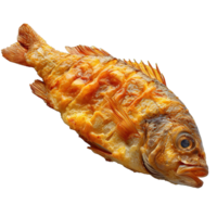 AI generated fried fish isolated on transparent background ,generative ai png